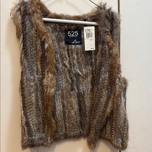 525 America Faux Fur Vest in Brown and Gray